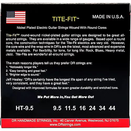 DR Strings Tite-Fit HT-9.5 Half-Tite Nickel Plated Electric Guitar Strings