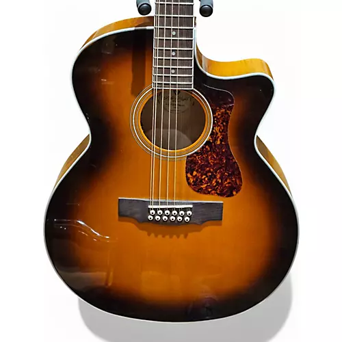 Used Guild F-2512CE Deluxe 2 Tone Sunburst 12 String Acoustic Electric Guitar 2 Tone Sunburst