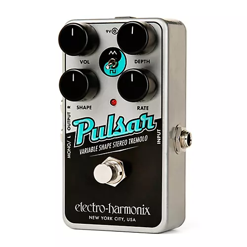 Electro-Harmonix Nano Pulsar Variable Shape Stereo Tremolo Effects Pedal Silver and Black