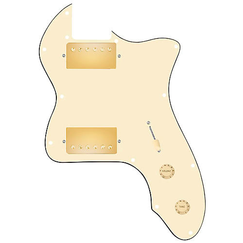 920D Custom 72 Thinline Tele Loaded Pickguard With Gold Cool Kids Humbuckers & Aged White Knobs Black