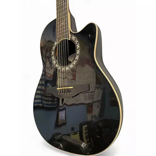 Used Ovation 1866 Legend Black 12 String Acoustic Electric Guitar Black
