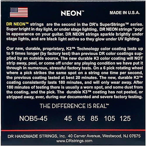 DR Strings NEON Hi-Def Orange Bass SuperStrings Medium 5-String