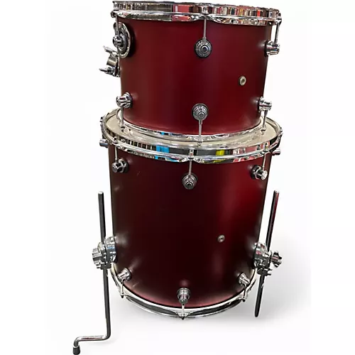 Used DW 3 Piece Design Series Crimson Satin Metallic Drum Kit Crimson Satin Metallic