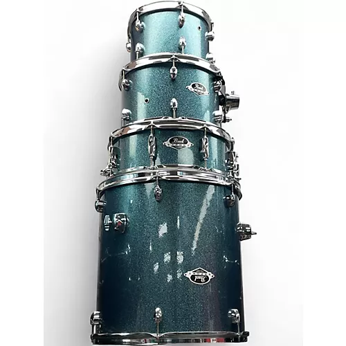 Used Pearl 5 Piece Export Aqua Blue Sparkle Drum Kit Aqua Blue Sparkle