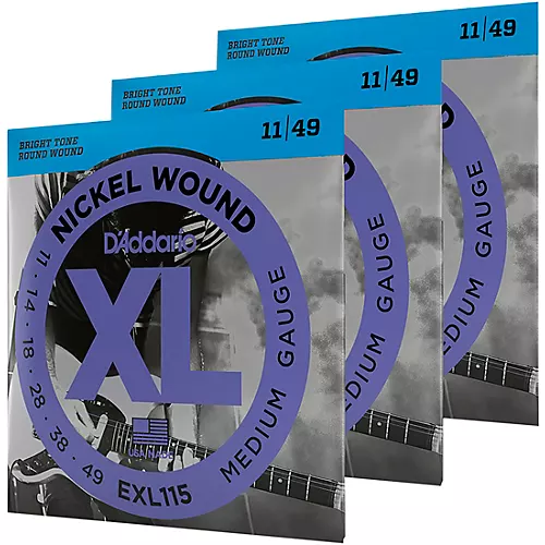 D'Addario EXL115 Medium Gauge Guitar Strings 3-Pack