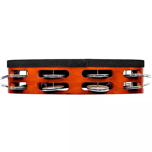 MEINL Goat-Skin Wood Tambourine Two Rows Aluminum Jingles African Brown