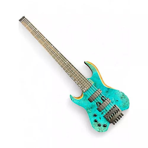 Used Kiesel Vader 6 USA Headless Aqua Electric Bass Guitar Aqua