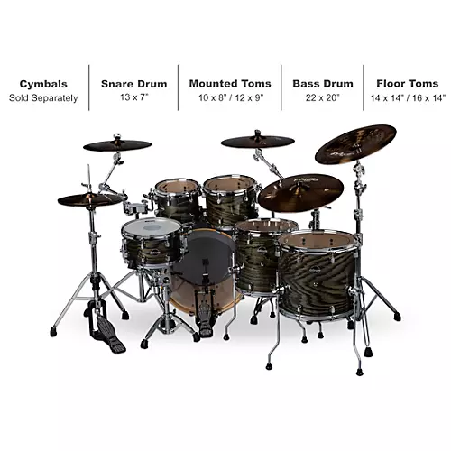 Ddrum Dominion Birch 6-Piece Shell Pack With Ash Veneer Trans Black