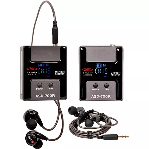 Galaxy Audio ASD-700-2 Digital 15 Channel UHF Plug & Play Wireless In-Ear Monitor Twin Pack System with EB5 Earbuds Frequency CODE B5 550-569 MHz