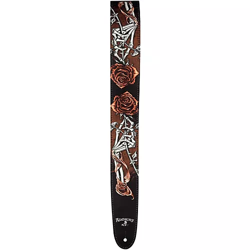 D'Addario Alchemy Leather Guitar Strap, Cryptorosa Skull 2.5 in.