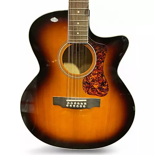 Used Guild f-25 12 ce 2 Tone Sunburst 12 String Acoustic Electric Guitar 2 Tone Sunburst