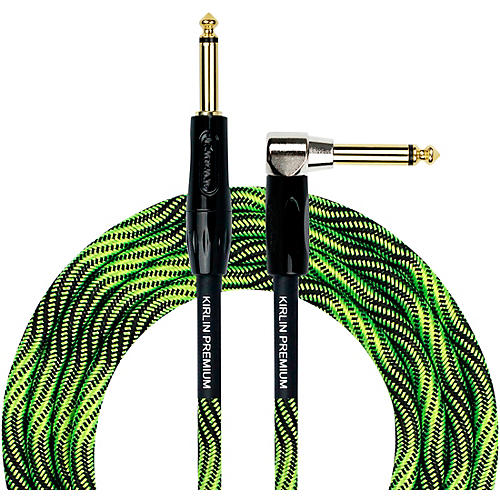 Kirlin IWB Black/Green Woven Instrument Cable 1/4