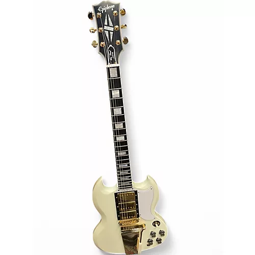 Used Epiphone Inspired by Gibson Custom 1963 Les Paul SG Custom With Maest Classic White Solid Body Electric Guitar Classic White