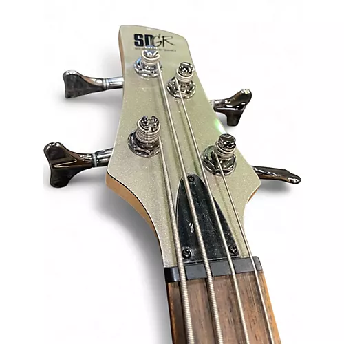 Used Ibanez SR400 Silver Electric Bass Guitar Silver
