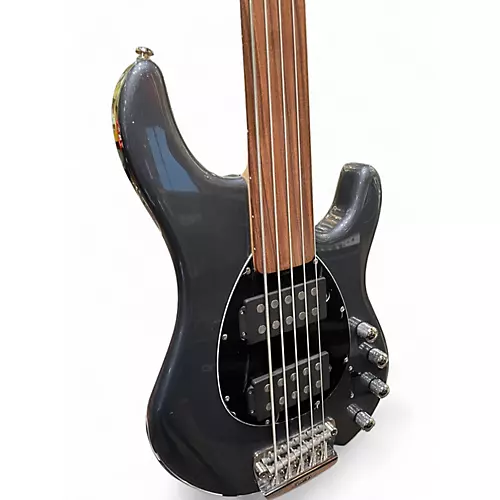 Used Ernie Ball Music Man Sterling 5 String fretless Metallic Gray Electric Bass Guitar Metallic Gray