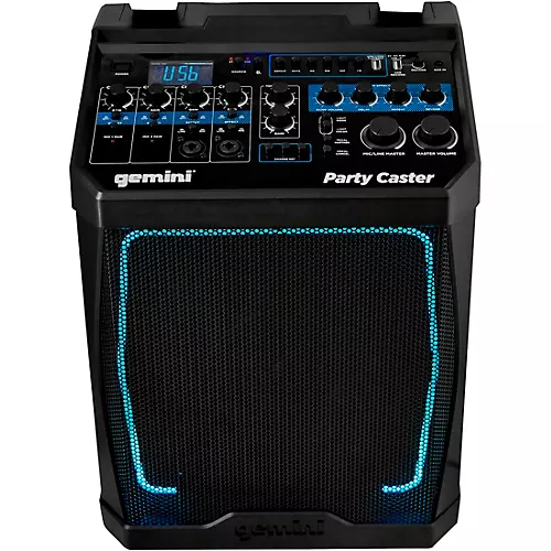 Gemini Party Caster Karaoke System With Dual Handheld Wireless Microphones