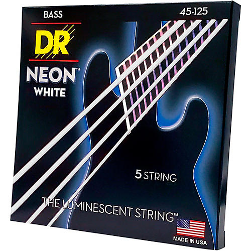 DR Strings Hi-Def NEON White Coated Medium 5-String Bass Strings