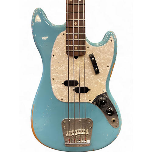 Used Fender Justin Meldal-Johnsen Road Worn Mustang Bass Daphne Blue Electric Bass Guitar Daphne Blue