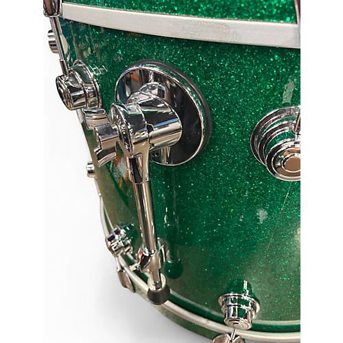 Used DW 3 Piece Collector's Series GREEN GLASS CHROME Drum Kit GREEN GLASS CHROME