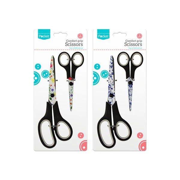 Pocket Comfort Grip Floral Scissors 2 Pk