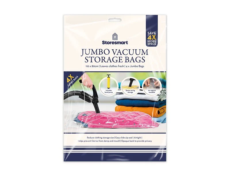Jumbo Vacuum Storage Bag 110x80cm 4 Pk