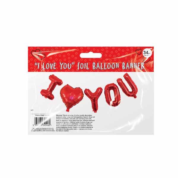 I Love You Foil Balloon Banner 34cm