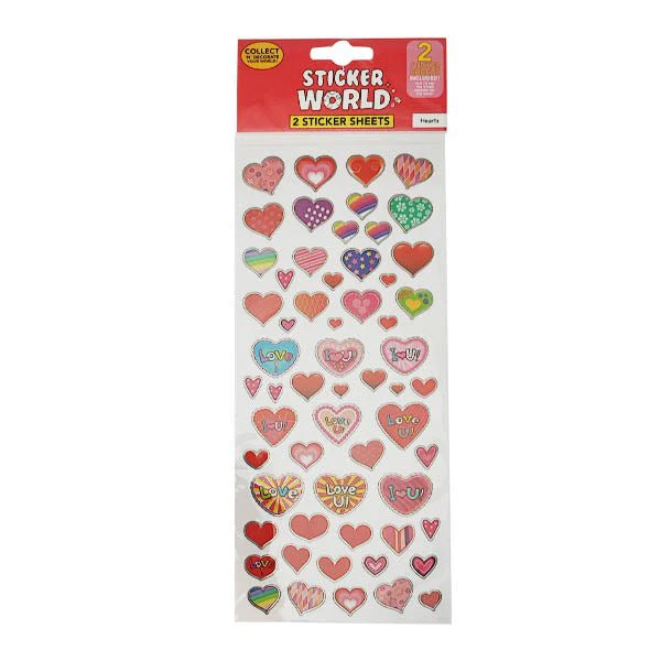 Sticker World Sheets Hearts 2 Pack