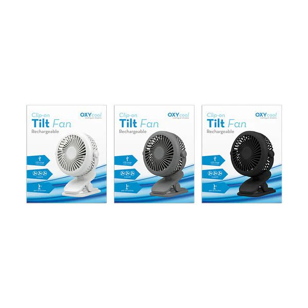 Oxy Cool Clip On Tilt Fan Rechargeable