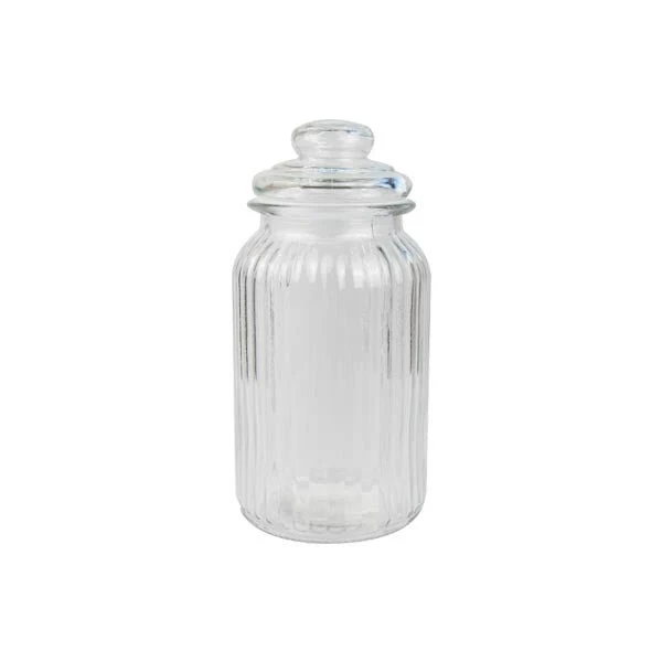 Ribbed Glass Jar With Lid1295ml