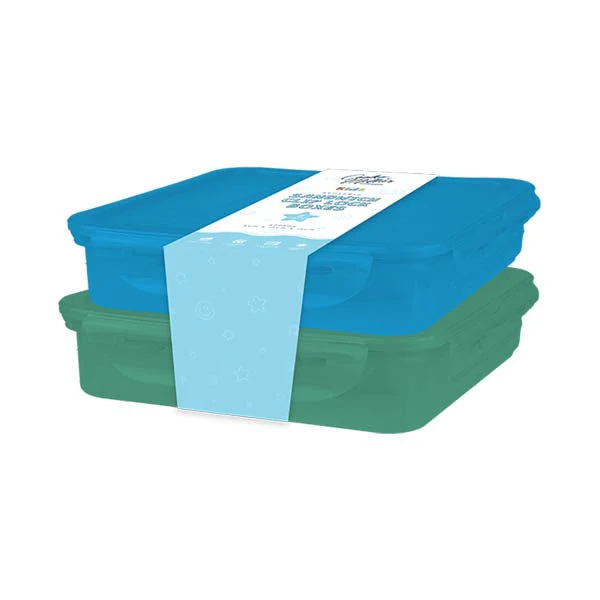Cooke & Miller Blue Sandwich Boxes  2 Pk