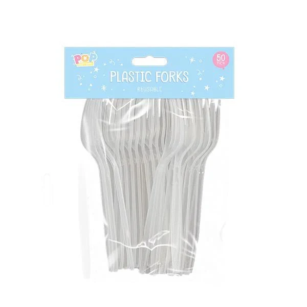 Pop Party Plastic Forks Reusable 50 Pack