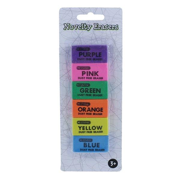 Novelty Erasers 6 Pk