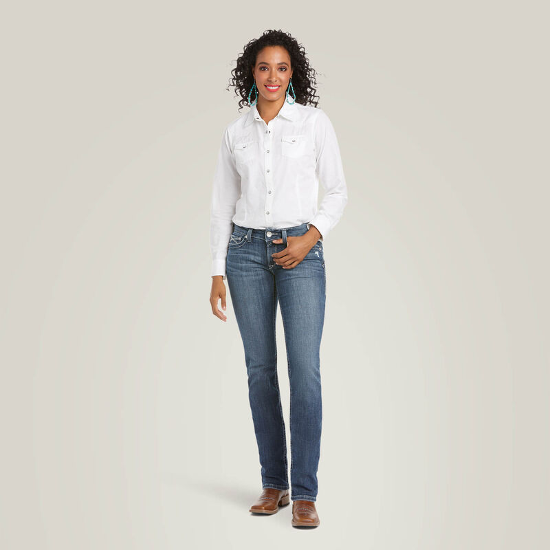 R.E.A.L. Mid Rise Arrow Gianna Straight Jean