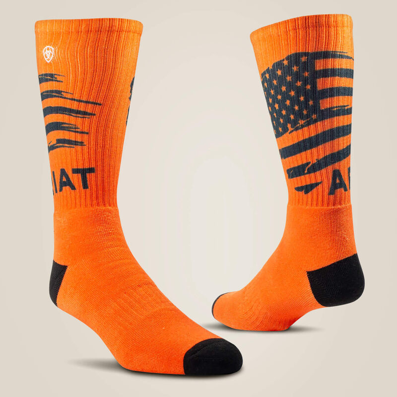Patriot Graphic Crew Work Sock 2 Pair Multi Color Pack