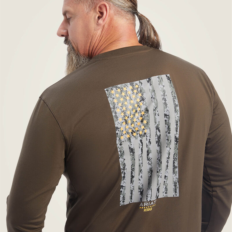 Rebar Workman Reflective Flag Graphic T-Shirt