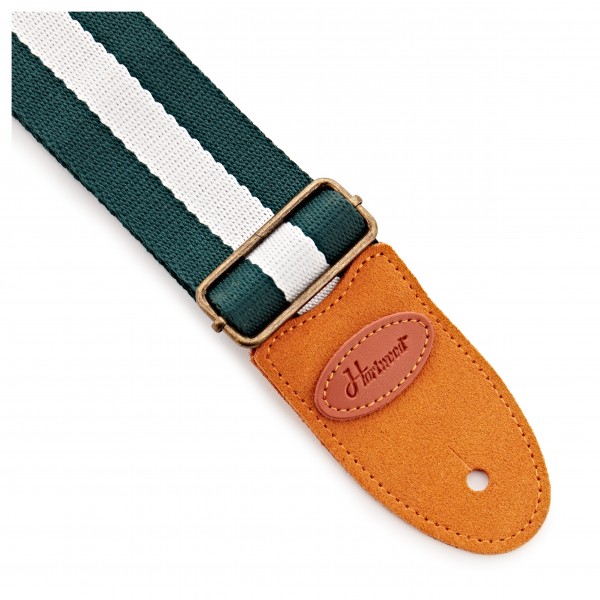 Hartwood Cotton Guitar Strap White & Green Stripe