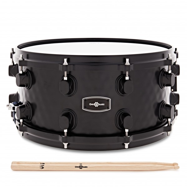 14 x 6.5 Inch Steel Snare and Gig Bag by Gear4music, Black
