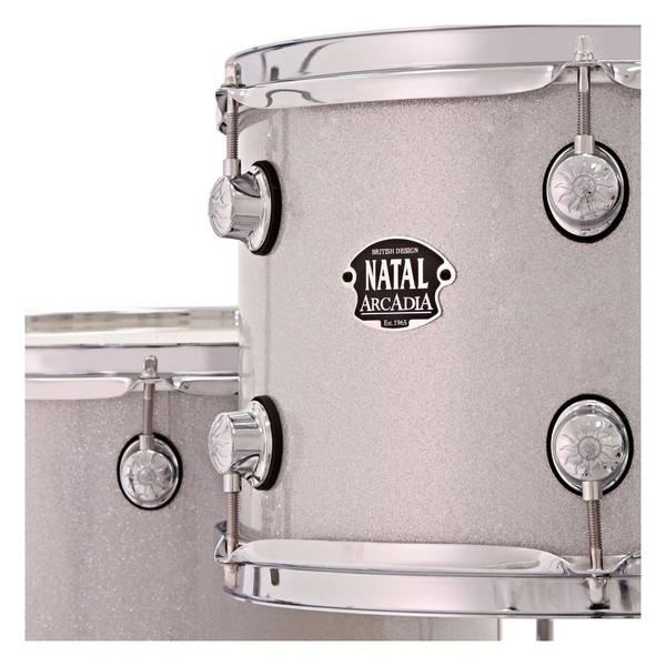 Natal Arcadia Poplar 5pc Drum Kit, Hardware & Cymbals, White Sparkle