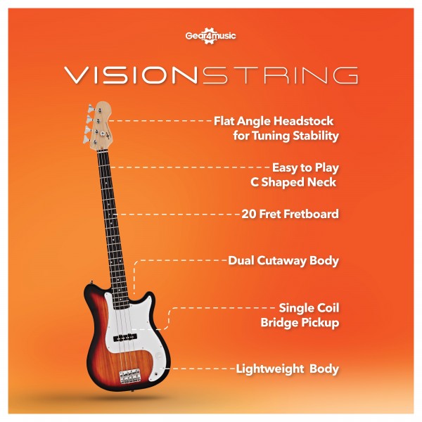 VISIONSTRING Bass Guitar Pack, Sunburst
