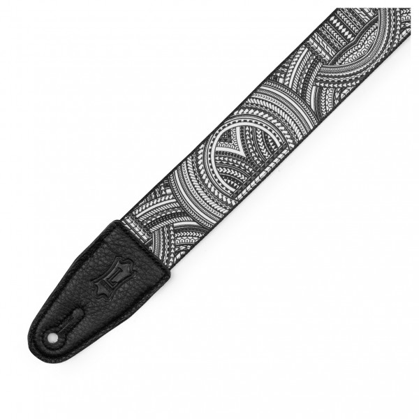 Levy's MP2TAT-002 Poly Tattoo Series Guitar Strap, B&W Tribal