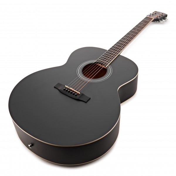 Jumbo Left Handed Acoustic Guitar by Gear4music, Black