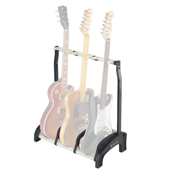 K&M 17513 Guardian Triple Guitar Stand, Black/Translucent