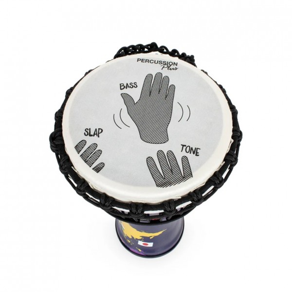 Percussion Plus Slap Djembe, Rope Tuned, 8 inch, World Map
