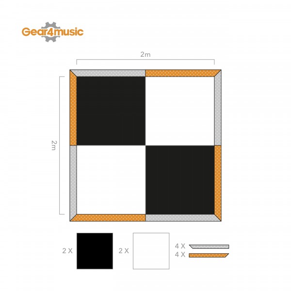 2m x 2m Portable Dance Floor by Gear4music, Chequerboard Finish