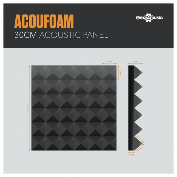 AcouFoam 30cm Acoustic Panel by Gear4music