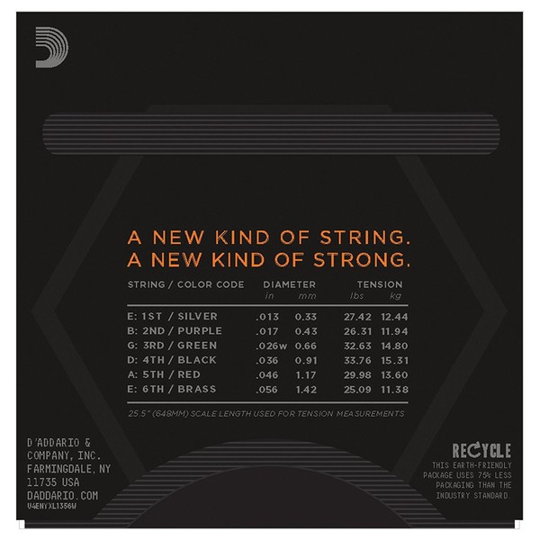 D'Addario NYXL1356W Nickel Wound, Medium Wound 3rd, 13-56