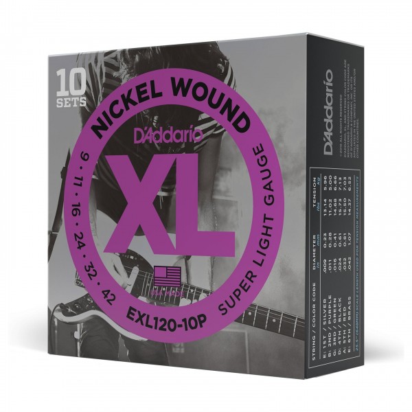 D'Addario EXL120-10P Electric Strings 10 Pack