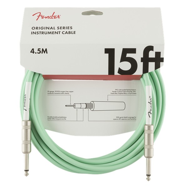 Fender Original 4.5M/15ft Straight Instrument Cable, Surf Green