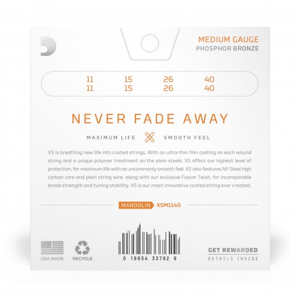 D'Addario XSM1140 Mandolin Phosphor Bronze, Medium, 11-40