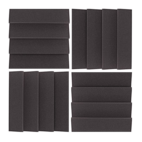 AcouFoam 30cm 4-Wedge Acoustic Panels by Gear4music, Pack of 16